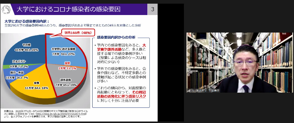 東北大学の取り組みを紹介する下間康行氏（東北大学理事）